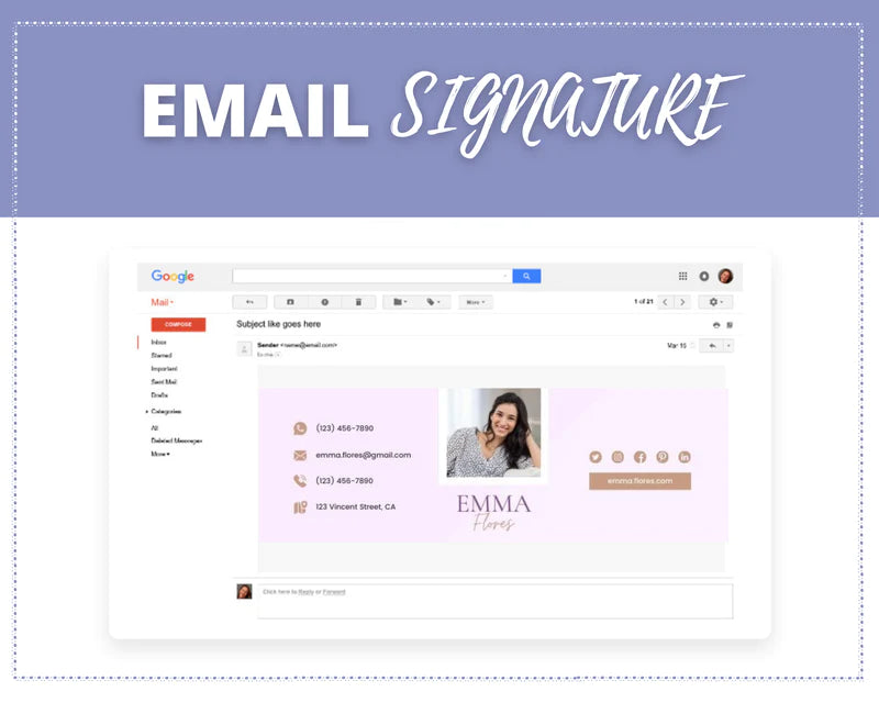 Email Signature Template | Gmail Signature Design | Editable Canva Signature Design