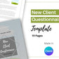 New Client Questionnaire | Canva Template | Buyer Questionnaire | Client Survey