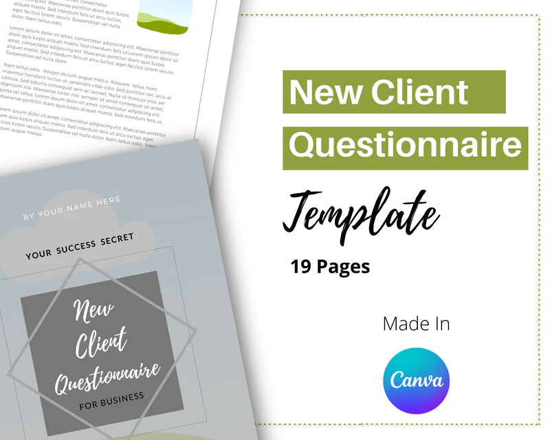 New Client Questionnaire | Canva Template | Buyer Questionnaire | Client Survey