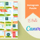 Instagram Puzzle Feed | Instagram Branding Kit | Instagram Layout | IG Grid Canva Templates 15 Posts