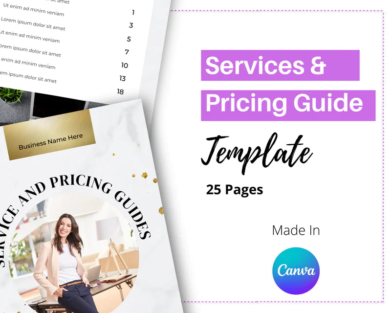 Pricing and Services Template | Canva Template | Coaching Client Packet | Commercial Use