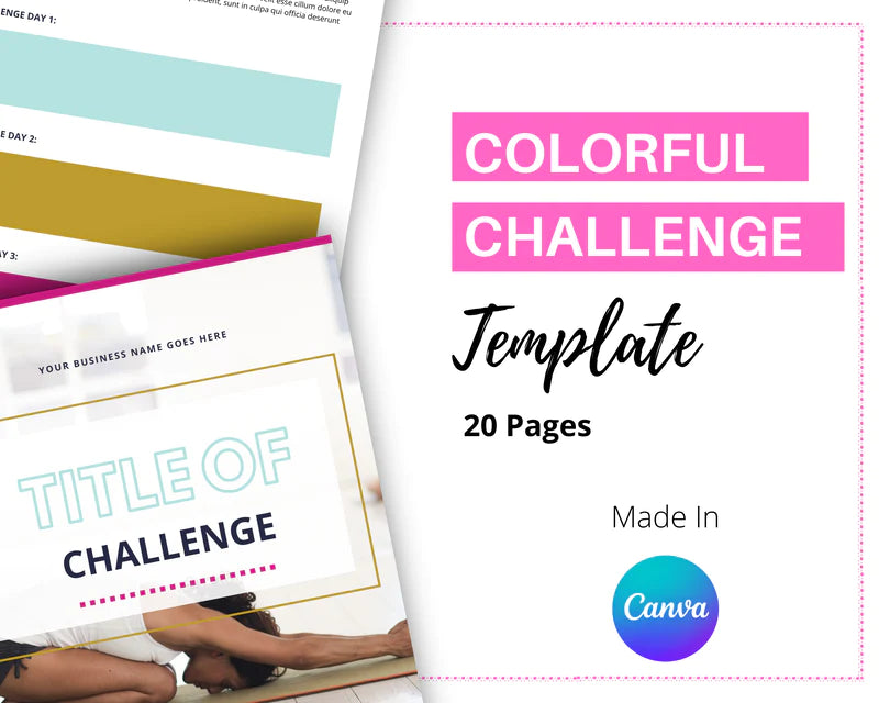 Colorful Challenge Template Canva Template, Daily Challenge, Commercial Use