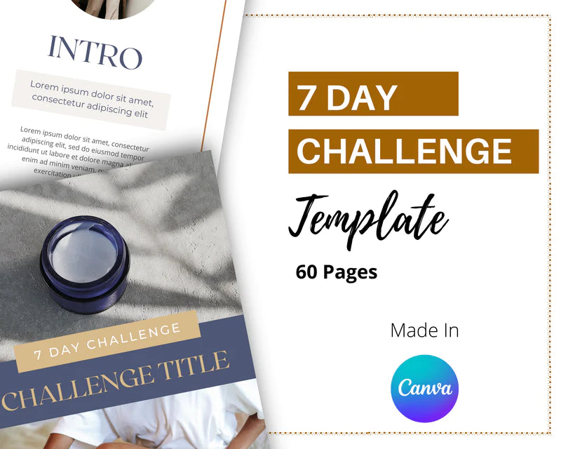 7 Day Challenge Template Canva Template, Daily Challenge, Commercial Use