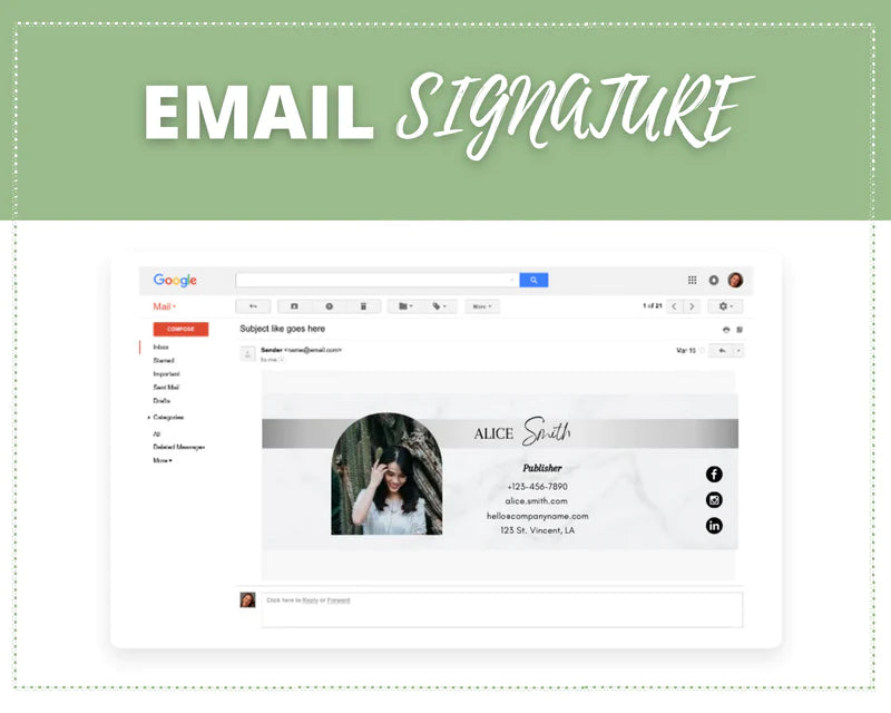 Email Signature Template | Gmail Signature Design | Editable Canva Signature Design