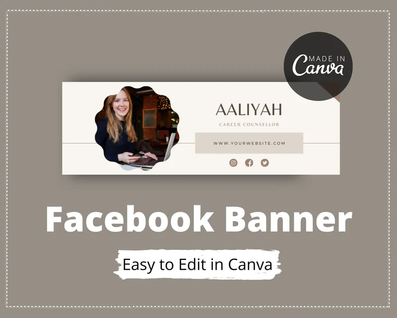 Facebook Timeline Cover Templates, Neutral Facebook Banner in Canva