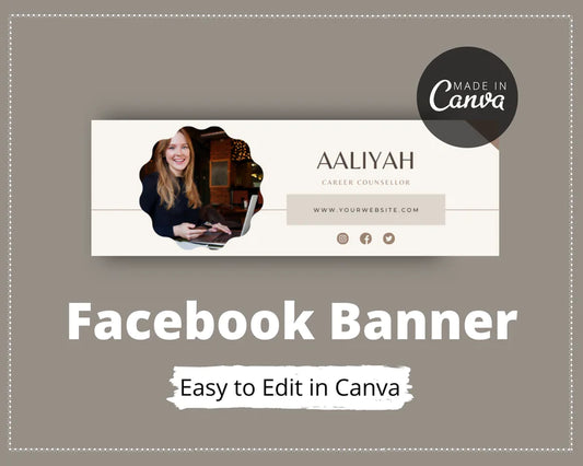 Facebook Timeline Cover Templates, Neutral Facebook Banner in Canva