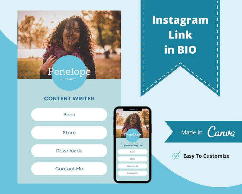 Instagram Link in Bio in Canva | IG Landing Page | Instagram Website | Commercial Use