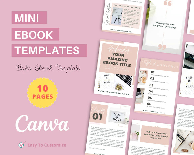 Canva Mini Ebook Template, Editable Canva Template, Boho Mini Ebook Template | US Letter Size