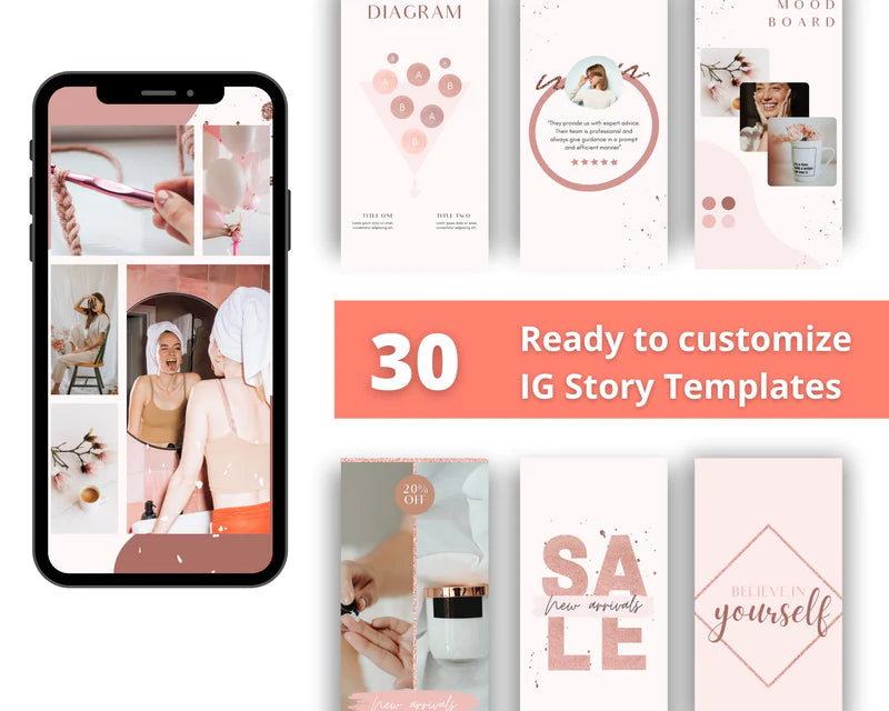 Rose Gold Instagram Story Templates | Canva Instagram Templates | Insta Story Templates