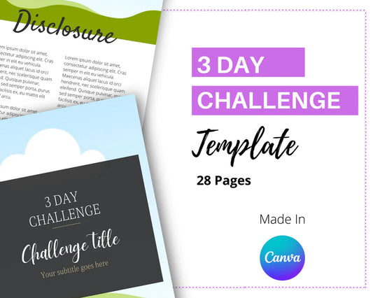 3 Day Challenge Template Canva Template, Daily Challenge, Commercial Use
