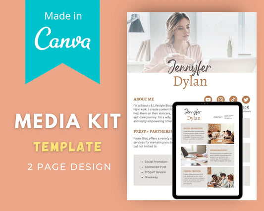 Media Kit Template | Media Press Kit | Canva Template | Commercial Use
