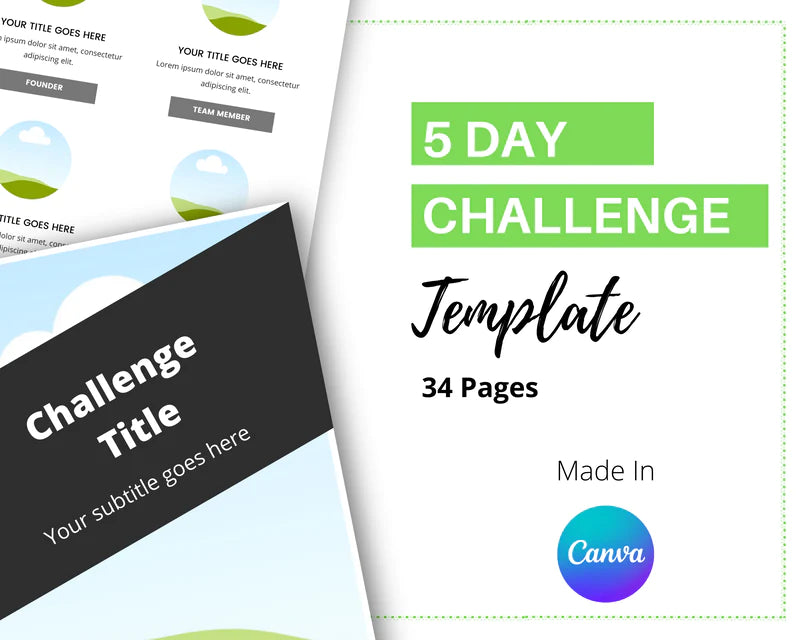 5 Day Challenge Template Canva Template, Daily Challenge, Commercial Use