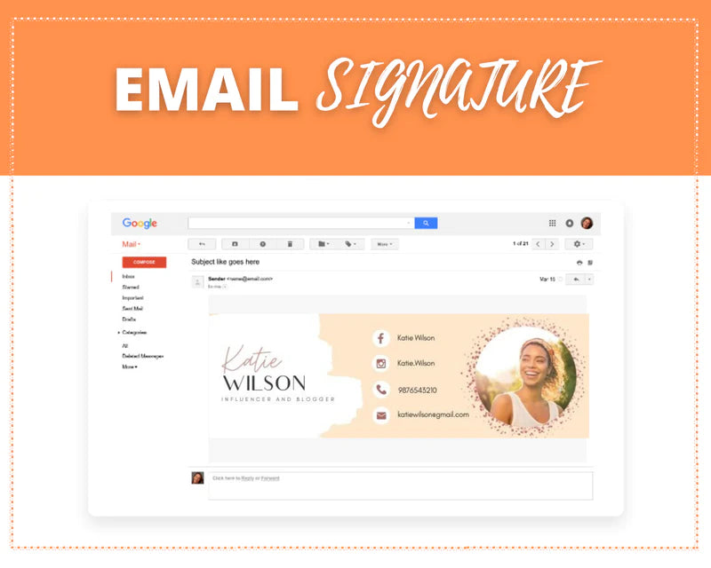 Email Signature Template | Gmail Signature Design | Editable Canva Signature Design