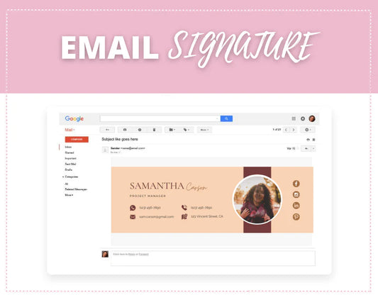 Email Signature Template | Gmail Signature Design | Editable Canva Signature Design