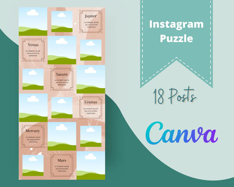 Instagram Puzzle Feed | Instagram Branding Kit | Instagram Layout | IG Grid Canva Templates 18 Posts