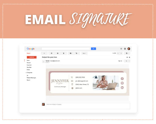 Email Signature Template | Gmail Signature Design | Editable Canva Signature Design