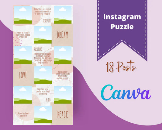 Instagram Puzzle Feed | Instagram Branding Kit | Instagram Layout | IG Grid Canva Templates 18 Posts