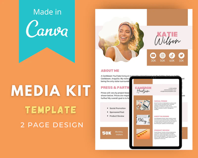 Brown Media Kit Template | Media Press Kit | Canva Template | Commercial Use