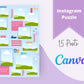 Instagram Puzzle Feed | Instagram Branding Kit | Instagram Layout | IG Grid Canva Templates 15 Posts