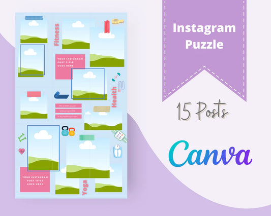 Instagram Puzzle Feed | Instagram Branding Kit | Instagram Layout | IG Grid Canva Templates 15 Posts