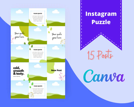 Instagram Puzzle Feed | Instagram Branding Kit | Instagram Layout | IG Grid Canva Templates 15 Posts