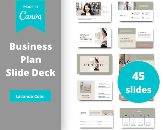 Business Plan Slide Deck Presentation | Startup Slide Deck in Canva | Commercial Use