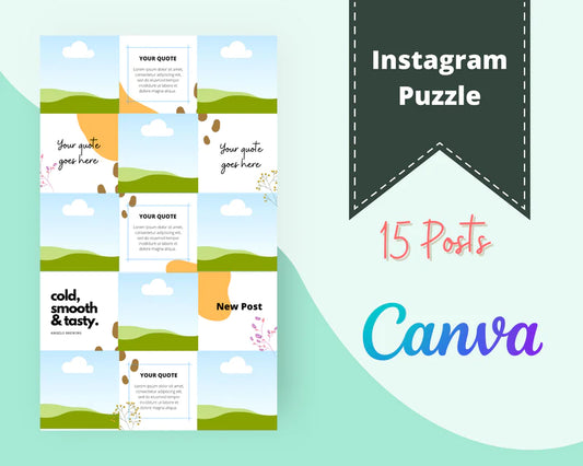 Instagram Puzzle Feed | Instagram Branding Kit | Instagram Layout | IG Grid Canva Templates 15 Posts