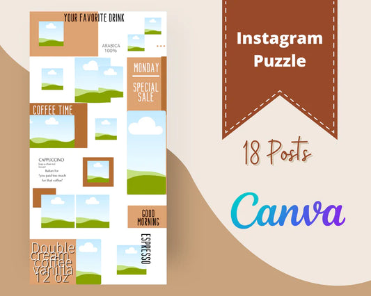 Instagram Puzzle Feed | Instagram Branding Kit | Instagram Layout | IG Grid Canva Templates 18 Posts