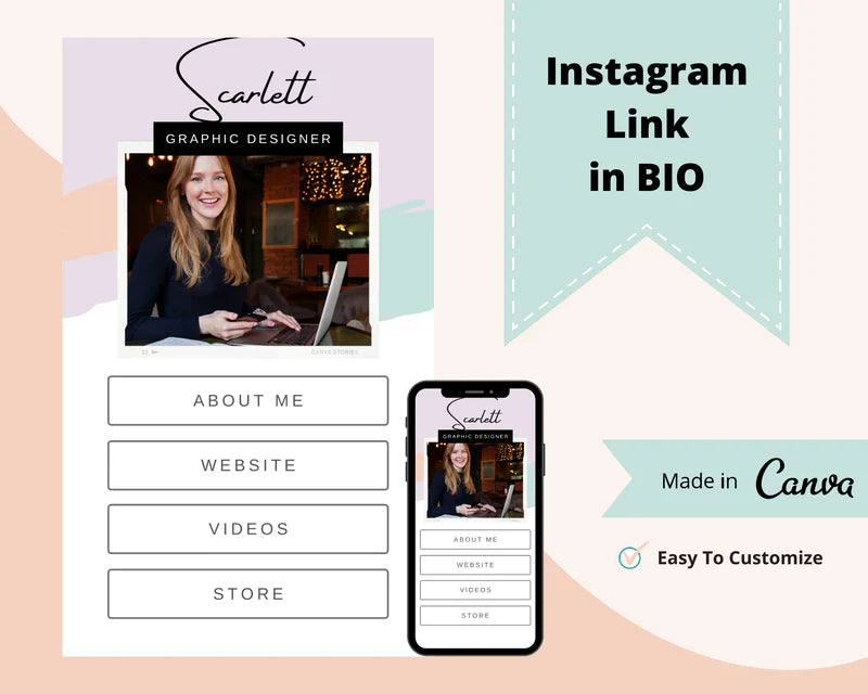 Instagram Link in Bio in Canva | IG Landing Page | Instagram Website | Commercial Use