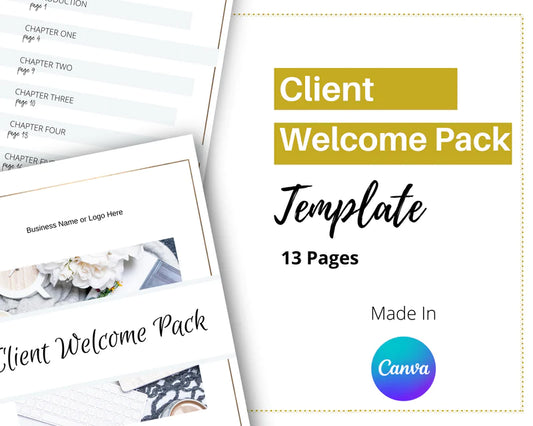 Gold Client Welcome Pack in Canva, Client Welcome Kit, Client Onboarding Template