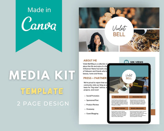 Media Kit Template | Media Press Kit | Canva Template | Commercial Use