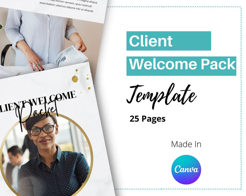 Gold Client Welcome Pack in Canva, Client Welcome Kit, Client Onboarding Template