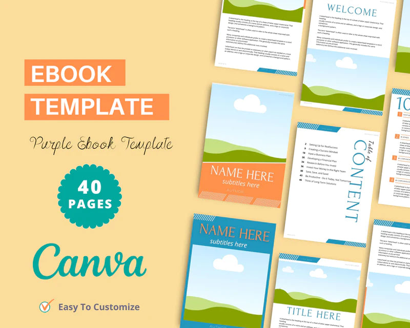 Canva Orange Ebook Template, Editable Canva Template, 40 page Ebook Template | A4 Size