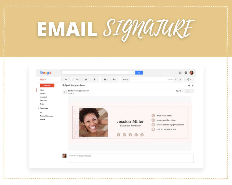 Email Signature Template | Gmail Signature Design | Editable Canva Signature Design