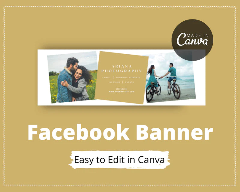 Facebook Timeline Cover Templates, Golden Facebook Banner in Canva