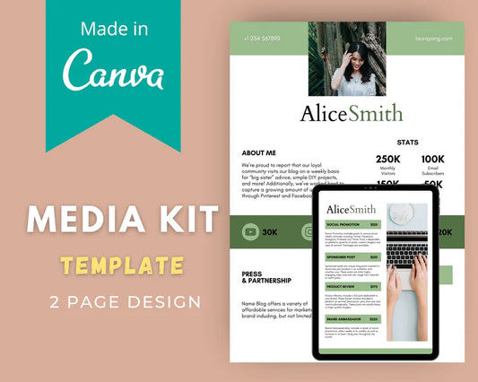 Media Kit Template | Media Press Kit | Canva Template | Commercial Use