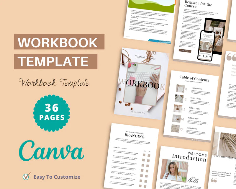 Course Workbook Template, eCourse Workbook, Canva Template, Checklist Template