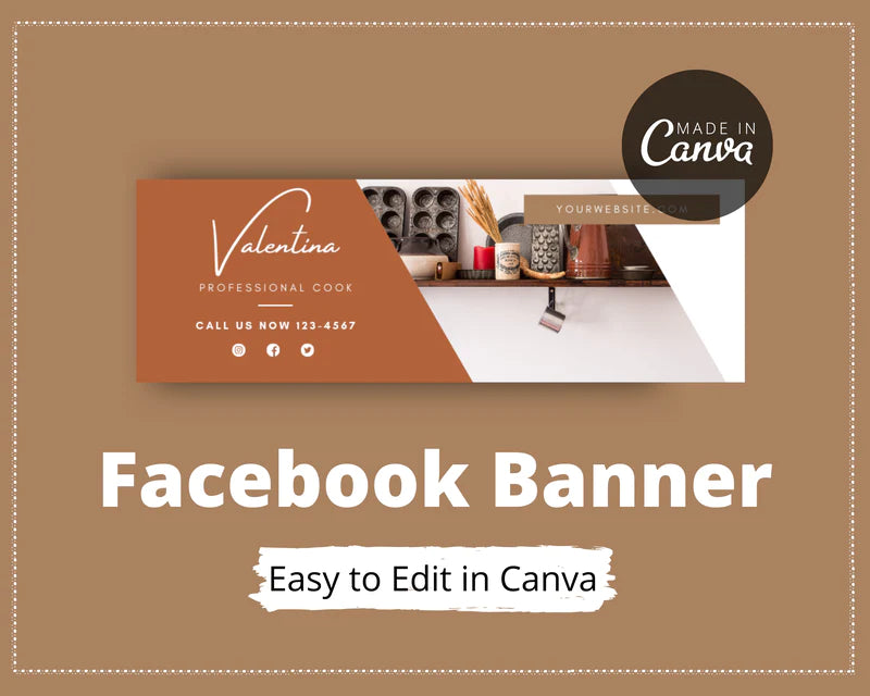 Facebook Timeline Cover Templates, Brown Facebook Banner in Canva