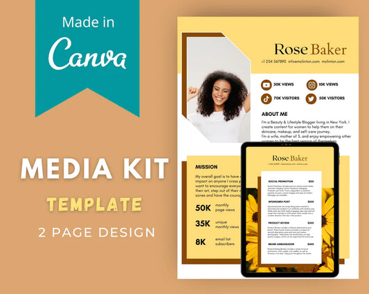 Gold Media Kit Template | Media Press Kit | Canva Template | Commercial Use