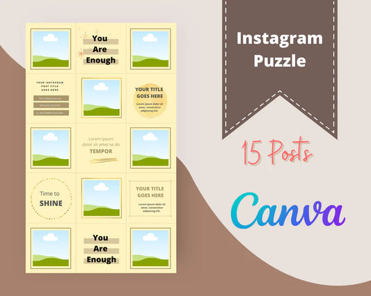 Instagram Puzzle Feed | Instagram Branding Kit | Instagram Layout | IG Grid Canva Templates 15 Posts