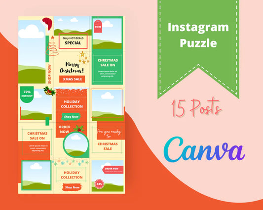 Instagram Puzzle Feed | Instagram Branding Kit | Instagram Layout | IG Grid Canva Templates 15 Posts