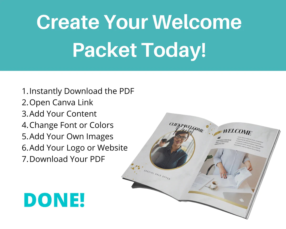 Gold Client Welcome Pack in Canva, Client Welcome Kit, Client Onboarding Template
