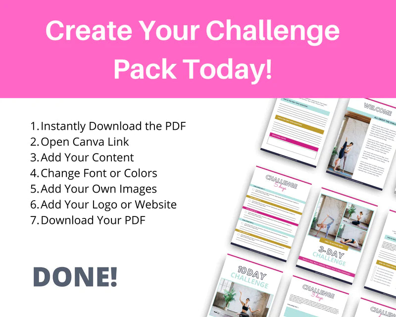 Colorful Challenge Template Canva Template, Daily Challenge, Commercial Use