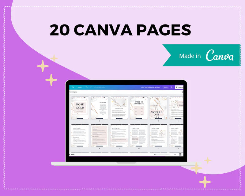 Course Workbook Template, Pink Canva Template, eCourse workbook, Checklist Template
