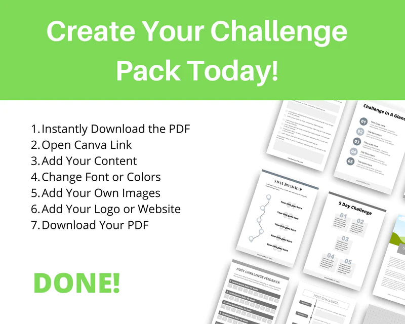 5 Day Challenge Template Canva Template, Daily Challenge, Commercial Use