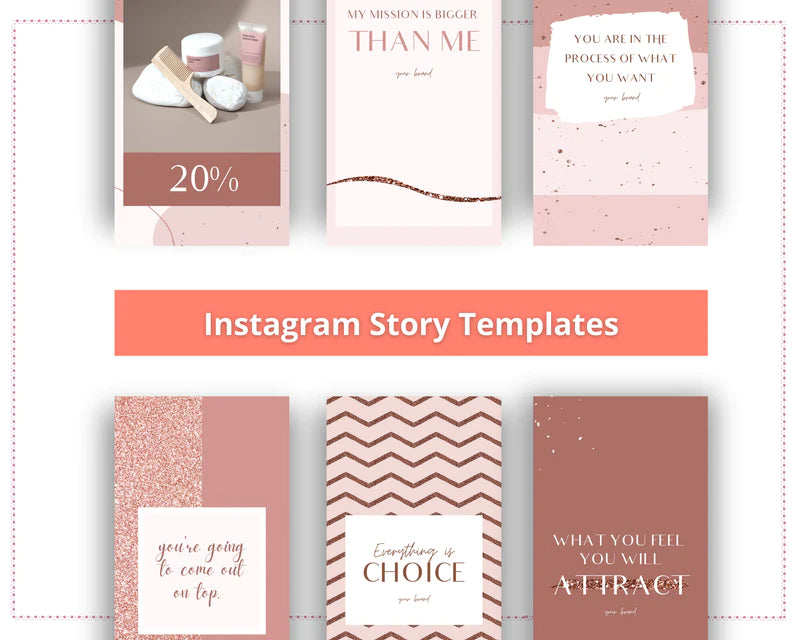 Rose Gold Instagram Story Templates | Canva Instagram Templates | Insta Story Templates