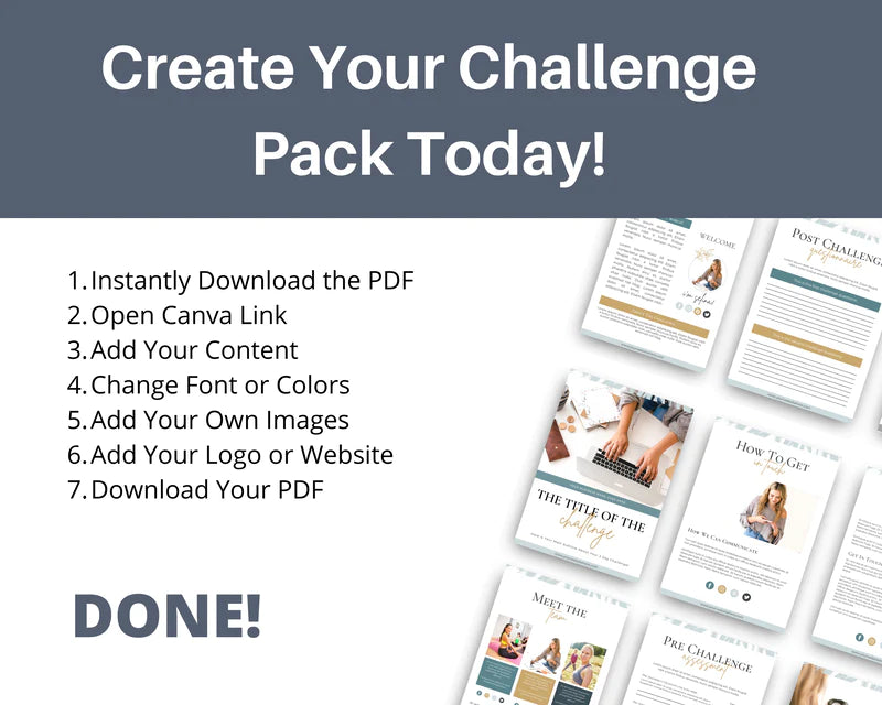 Turquoise Challenge Template Canva Template, Daily Challenge, Commercial Use