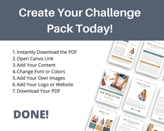 Turquoise Challenge Template Canva Template, Daily Challenge, Commercial Use