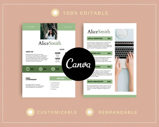 Media Kit Template | Media Press Kit | Canva Template | Commercial Use