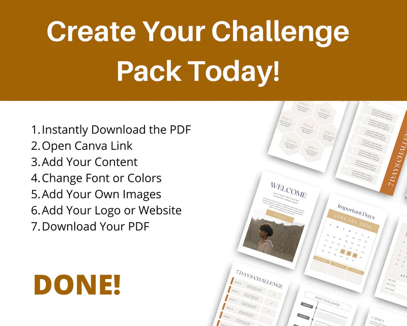 7 Day Challenge Template Canva Template, Daily Challenge, Commercial Use